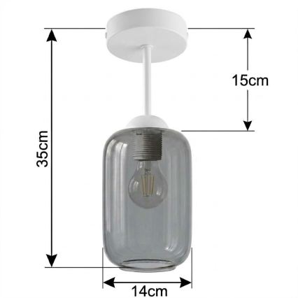 BRILAGI - LED plafonski luster RETRO GLASS 1xE27/60W/230V prečnik 14 cm bela/dimljeno siva