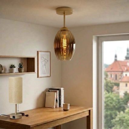 BRILAGI - LED Nadgradni luster RETRO GLASS 1xE27/60W/230V pr. 17 cm bež/zadimljena bež bež