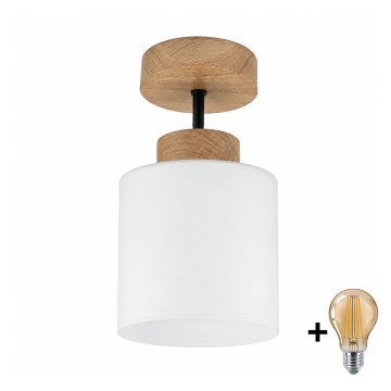 BRILAGI - LED plafonski luster RETRO GLASS 1xE27/60W/230V prečnik 10 cm hrast/bela