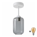 BRILAGI - LED plafonski luster RETRO GLASS 1xE27/60W/230V prečnik 14 cm bela/dimljeno siva