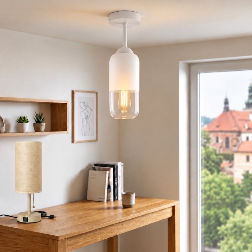 BRILAGI - LED plafonski luster RETRO GLASS 1xE27/60W/230V prečnik 14 cm beo