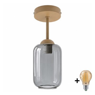 BRILAGI - LED plafonski luster RETRO GLASS 1xE27/60W/230V prečnik 14 cm bež/dimljeno siva
