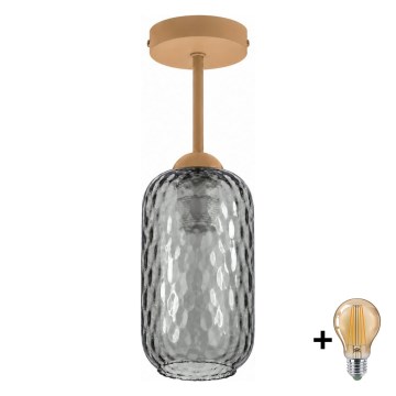 BRILAGI - LED Plafonski luster RETRO GLASS 1xE27/60W/230V prečnik 14 cm bež/dimno siva