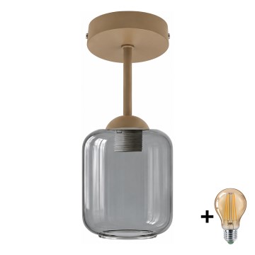BRILAGI - LED plafonski luster RETRO GLASS 1xE27/60W/230V prečnik 14 cm bež/zadimljeno sivo