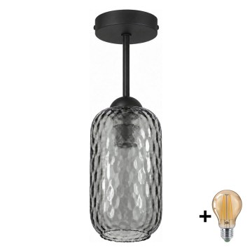 BRILAGI - LED plafonski luster RETRO GLASS 1xE27/60W/230V prečnik 14 cm crna/dimljeno-siva