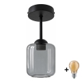 BRILAGI - LED plafonski luster RETRO GLASS 1xE27/60W/230V prečnik 14 cm crna/zadimljeno siva