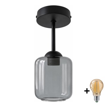 BRILAGI - LED plafonski luster RETRO GLASS 1xE27/60W/230V prečnik 14 cm crna/zadimljeno siva