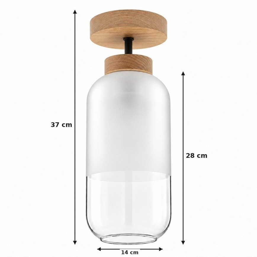 BRILAGI - LED plafonski luster RETRO GLASS 1xE27/60W/230V prečnik 14 cm hrast/bela