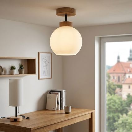 BRILAGI - LED Plafonski luster RETRO GLASS 1xE27/60W/230V prečnik 15 cm hrast/bela