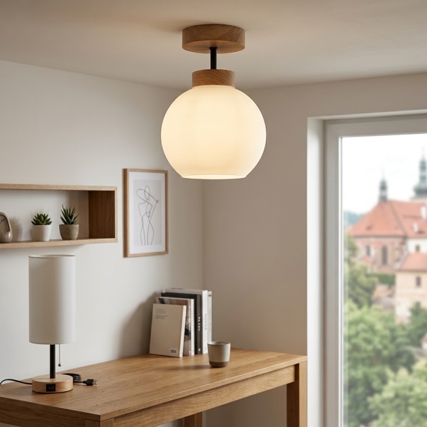 BRILAGI - LED Plafonski luster RETRO GLASS 1xE27/60W/230V prečnik 15 cm hrast/bela