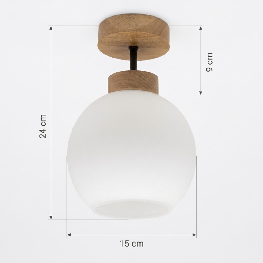 BRILAGI - LED Plafonski luster RETRO GLASS 1xE27/60W/230V prečnik 15 cm hrast/bela