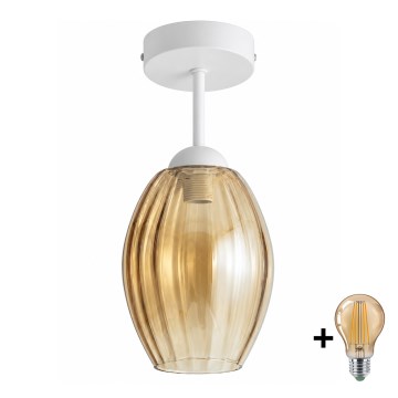 BRILAGI - LED plafonski luster RETRO GLASS 1xE27/60W/230V prečnik 17 cm bela/dimljena bež