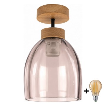BRILAGI - LED plafonski luster RETRO GLASS 1xE27/60W/230V prečnik 17 cm hrast/zadimljeno bež