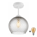 BRILAGI - LED plafonski luster RETRO GLASS 1xE27/60W/230V prečnik 25 cm bela/zadimljeno-siva