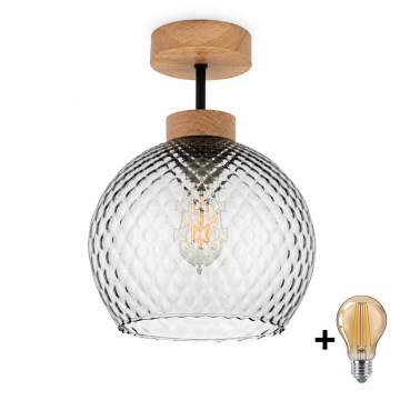 BRILAGI - LED Plafonski luster RETRO GLASS 1xE27/60W/230V prečnik 25 cm hrast/zadimljena siva