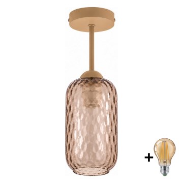 BRILAGI - LED plafonski luster RETRO GLASS 1xE27/60W/230V Ø 14 cm bež/zadimljeno braon