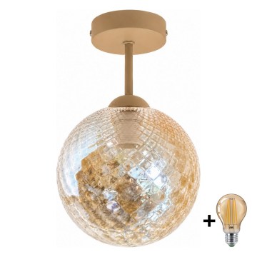 BRILAGI - LED plafonski luster RETRO GLASS 1xE27/60W/230V Ø 17 cm bež/dimljeno bež