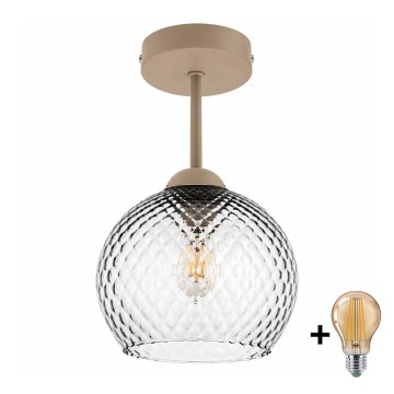BRILAGI - LED plafonski luster RETRO GLASS 1xE27/60W/230V Ø 18 cm bež/dimno siva