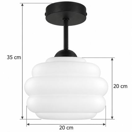 BRILAGI - LED plafonski luster RETRO GLASS 1xE27/60W/230V Ø 20 cm crna/bela