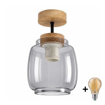BRILAGI - LED plafonski luster RETRO GLASS 1xE27/60W/230V Ø 26 cm hrast/dimljena siva