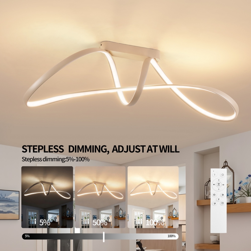 Brilagi - LED prigušiva plafonski luster TWISTER LED/60W/230V 3000-6000K bež + daljinski upravljač