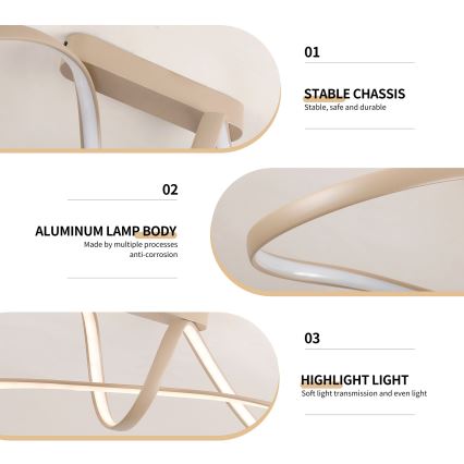 Brilagi - LED prigušiva plafonski luster TWISTER LED/60W/230V 3000-6000K bež + daljinski upravljač