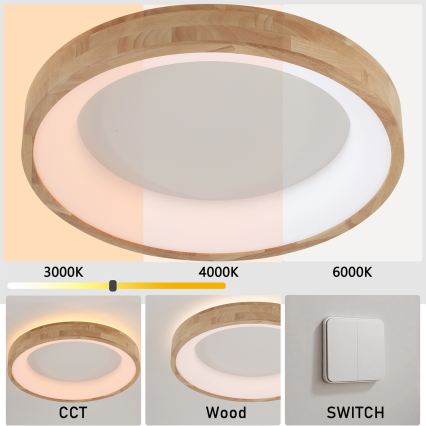 Brilagi - LED plafonsko svetlo FALCON WOOD LED/40W/230V 3000/4000/6000K prečnika 60 cm drvo