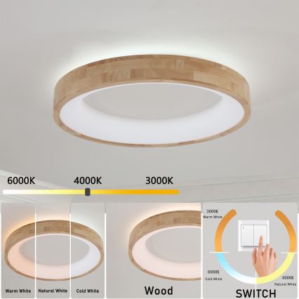 Brilagi - LED plafonsko svetlo FALCON WOOD LED/40W/230V 3000/4000/6000K prečnika 60 cm drvo