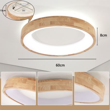 Brilagi - LED plafonsko svetlo FALCON WOOD LED/40W/230V 3000/4000/6000K prečnika 60 cm drvo