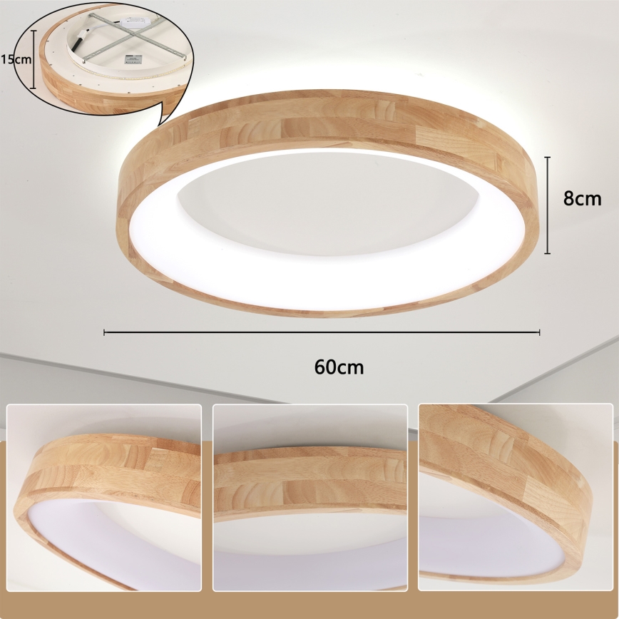 Brilagi - LED plafonsko svetlo FALCON WOOD LED/40W/230V 3000/4000/6000K prečnika 60 cm drvo