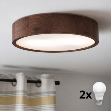 Brilagi - LED plafonsko svetlo CARVALHO 2xE27/15W/230V hrast orah prečnik 37 cm