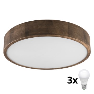 Brilagi - LED plafonsko svetlo CARVALHO 3xE27/60W/230V, hrast/orah, prečnik 47 cm