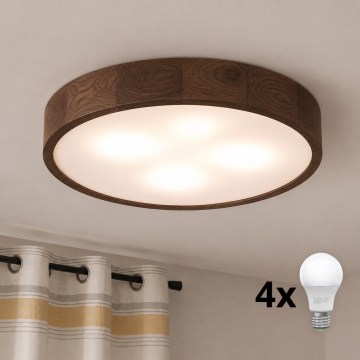 Brilagi - LED plafonsko svetlo CARVALHO 4xE27/60W/230V hrast/orah, prečnik 57,5 cm