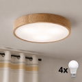 Brilagi - LED plafonsko svetlo CARVALHO 4xE27/60W/230V hrast, prečnik 57,5 cm