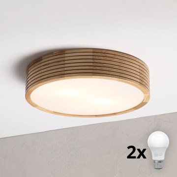 Brilagi - LED plafonsko svetlo CARVALHO MODERN 2xE27/60W/230V prečnik 37,5 cm hrast
