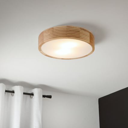 Brilagi - LED plafonsko svetlo CARVALHO MODERN 2xE27/60W/230V prečnik 37,5 cm hrast