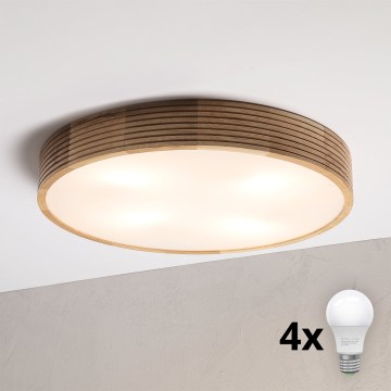 Brilagi - LED plafonsko svetlo CARVALHO MODERN 4xE27/60W/230V hrast prečnik 57,5 cm