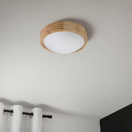 Brilagi - LED stropna svetiljka CARVALHO MODERN SLIM 1xE27/60W/230V, prečnik 27,5 cm, hrast