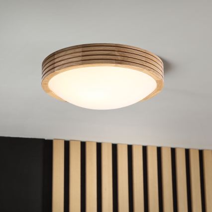 Brilagi - LED stropna svetiljka CARVALHO MODERN SLIM 1xE27/60W/230V, prečnik 27,5 cm, hrast