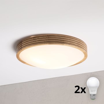 Brilagi - LED plafonsko svetlo CARVALHO MODERN SLIM 2xE27/60W/230V prečnik 37,5 cm hrast
