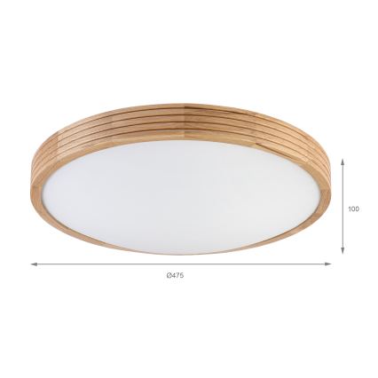 Brilagi - LED plafonsko svetlo CARVALHO MODERN SLIM 3xE27/60W/230V Ø 47,5 cm hrast
