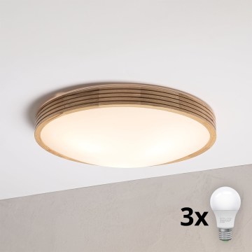 Brilagi - LED plafonsko svetlo CARVALHO MODERN SLIM 3xE27/60W/230V Ø 47,5 cm hrast