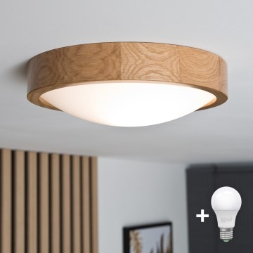 Brilagi - LED plafonsko svetlo CARVALHO SLIM 1xE27/60W/230V hrast prečnik 27 cm