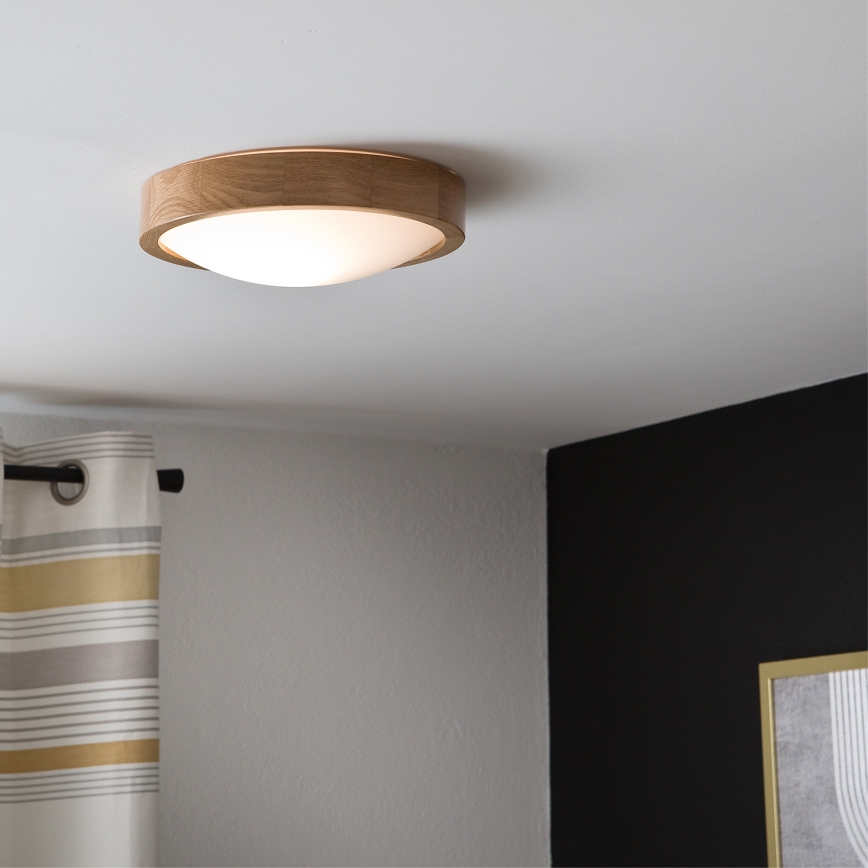 Brilagi - LED plafonsko svetlo CARVALHO SLIM 1xE27/60W/230V hrast prečnik 27 cm