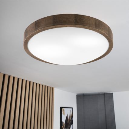 Brilagi - LED plafonsko svetlo CARVALHO SLIM 2xE27/60W/230V hrast/orah prečnik 37 cm