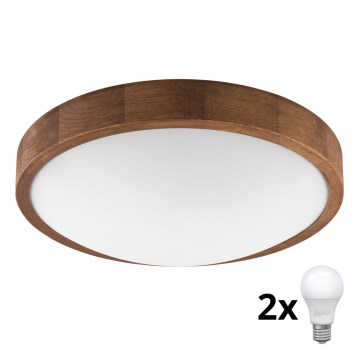 Brilagi - LED plafonsko svetlo CARVALHO SLIM 2xE27/60W/230V hrast-trešnja, prečnik 37 cm