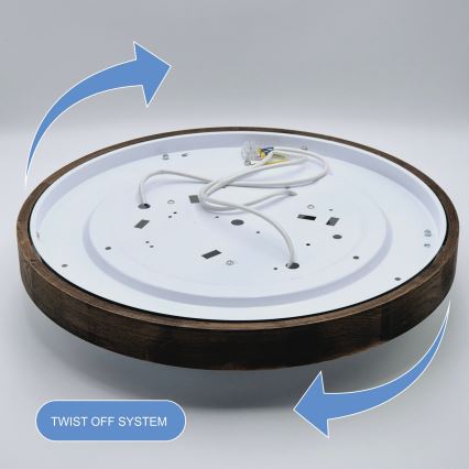 Brilagi - LED plafonsko svetlo CARVALHO SLIM 3xE27/15W/230V hrast orah prečnik 47 cm