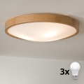 Brilagi - LED plafonsko svetlo CARVALHO SLIM 3xE27/60W/230V hrast prečnik 47 cm
