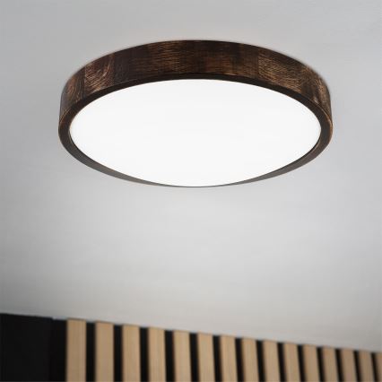 Brilagi - LED plafonsko svetlo CARVALHO SLIM SMOKEY LED/36W/230V, hrast, prečnik 37,5 cm