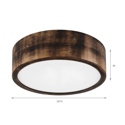 Brilagi - LED plafonsko svetlo CARVALHO SMOKEY LED/20W/230V hrast, prečnik 27,5 cm
